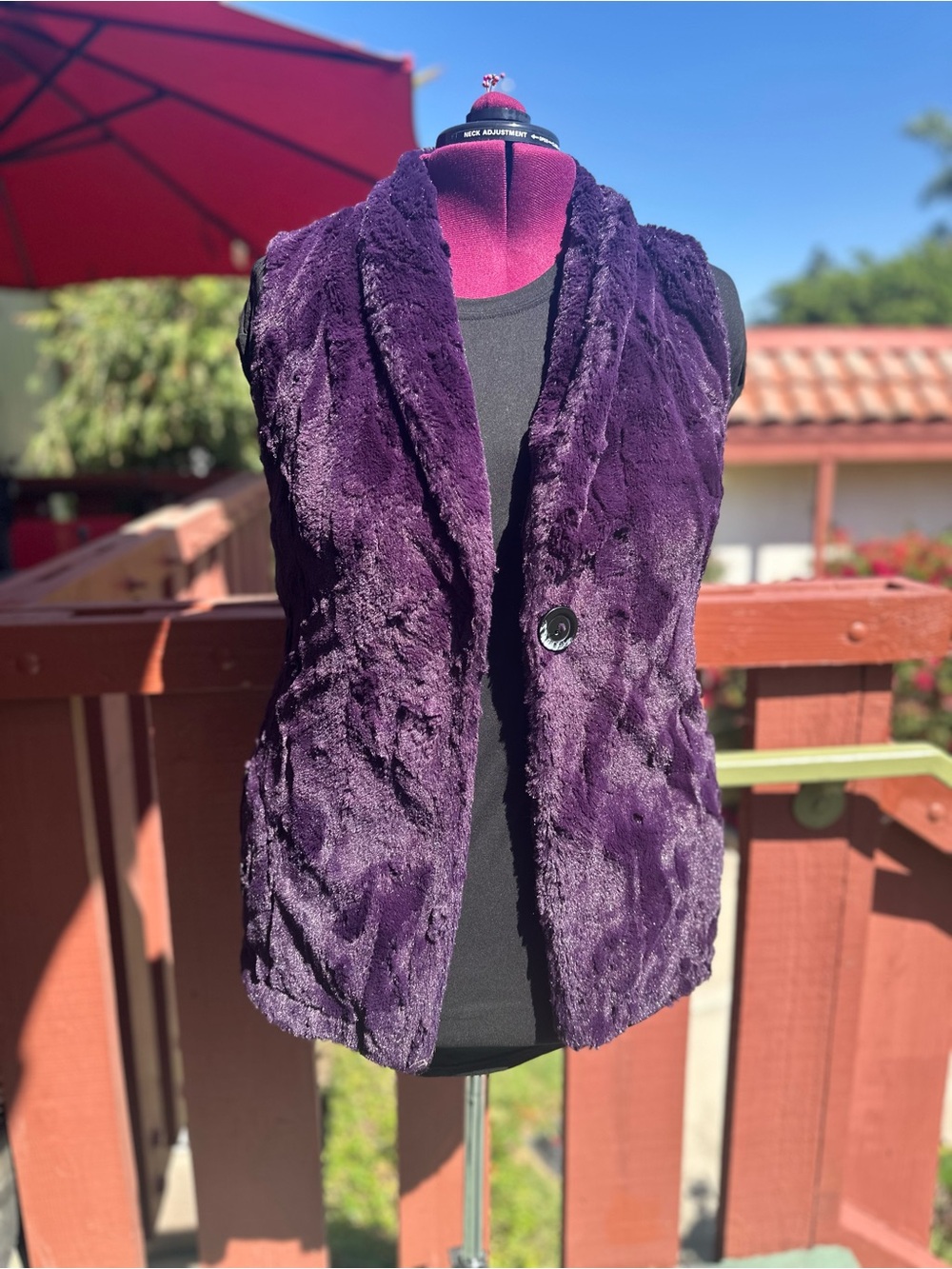 Vine Street Plush Purple Faux-Fur Vest Mob Wife Big Money Vintage